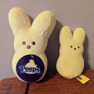 Lot of 2 Peeps Yellow Bunny Plush Stuffed Animals 4" & 6" (NWT) Soft Toy